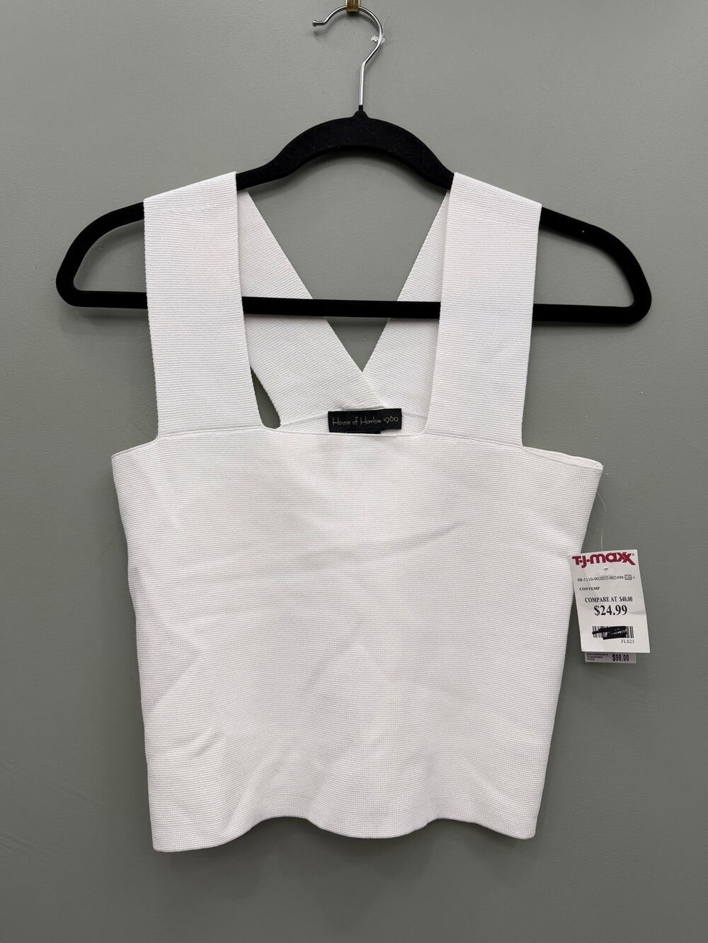 House of Harlow 1960 Compression Tank XS White Cross Back Knit Top NWT $98